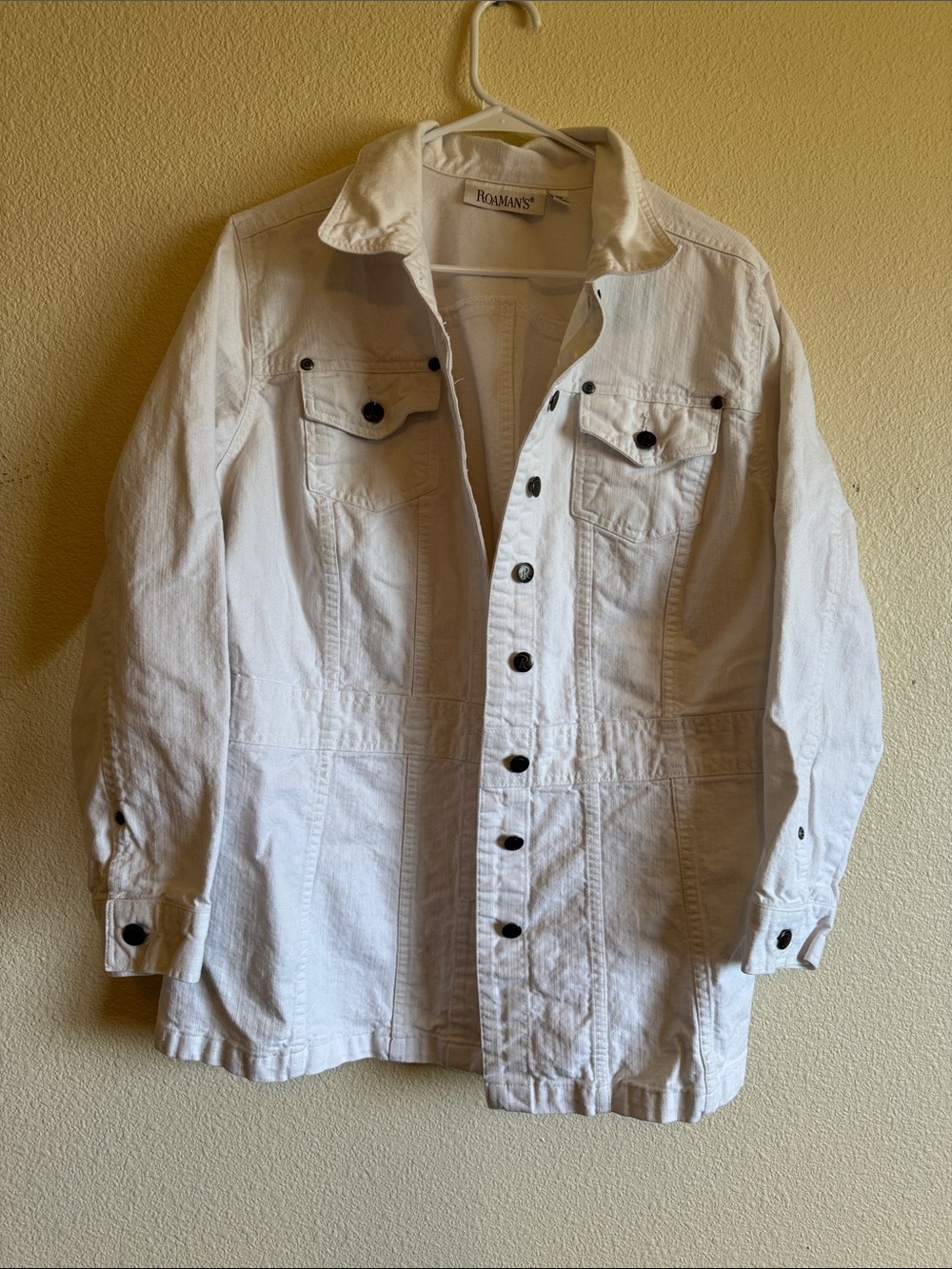 Roaman's White Lightweight Men's Shirt Jacket